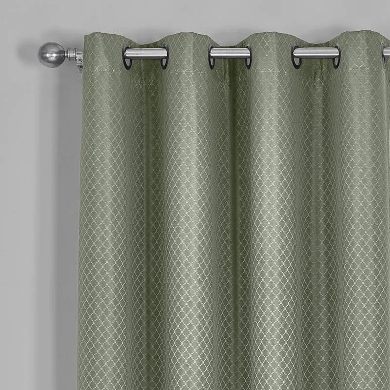 100% Blackout Curtain - Diamond Jacquard Woven Drape Theme (Set of 2)