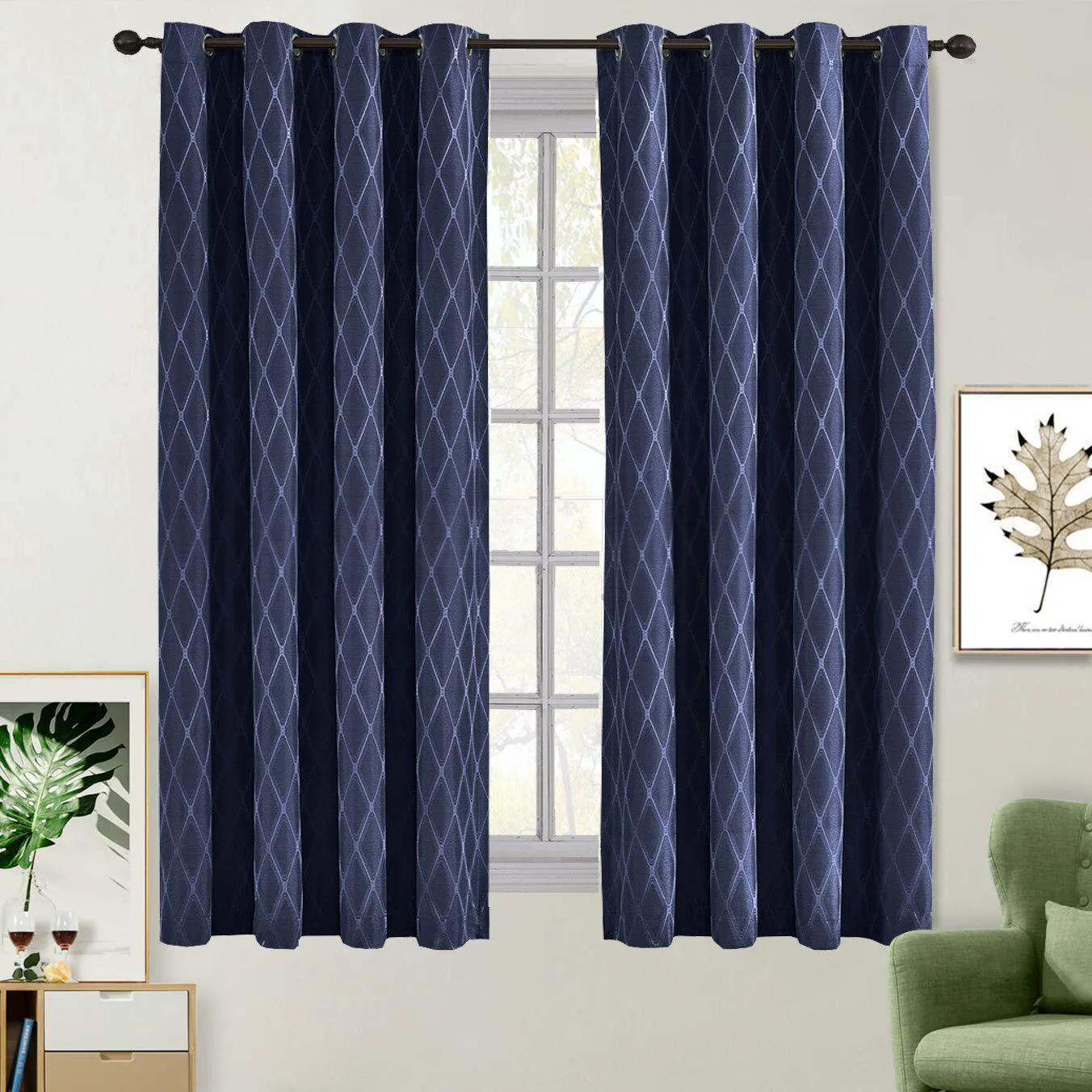 100% Blackout Curtain Jacquard Thermal Insulated Victoria Panels ( Set Of 2)