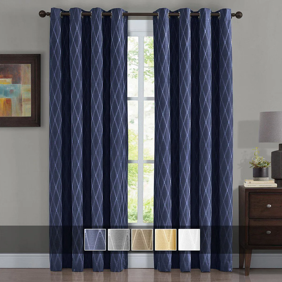 100% Blackout Curtain Jacquard Thermal Insulated Victoria Panels ( Set Of 2)