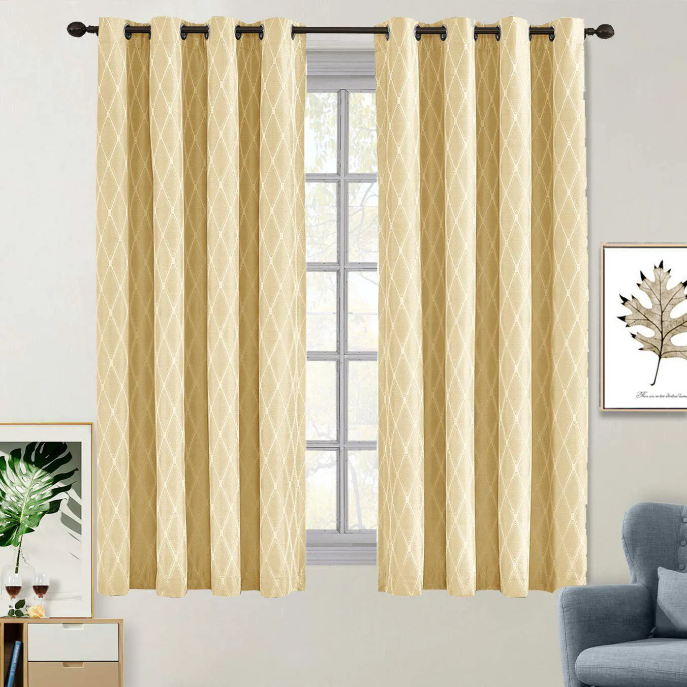 100% Blackout Curtain Jacquard Thermal Insulated Victoria Panels ( Set Of 2)