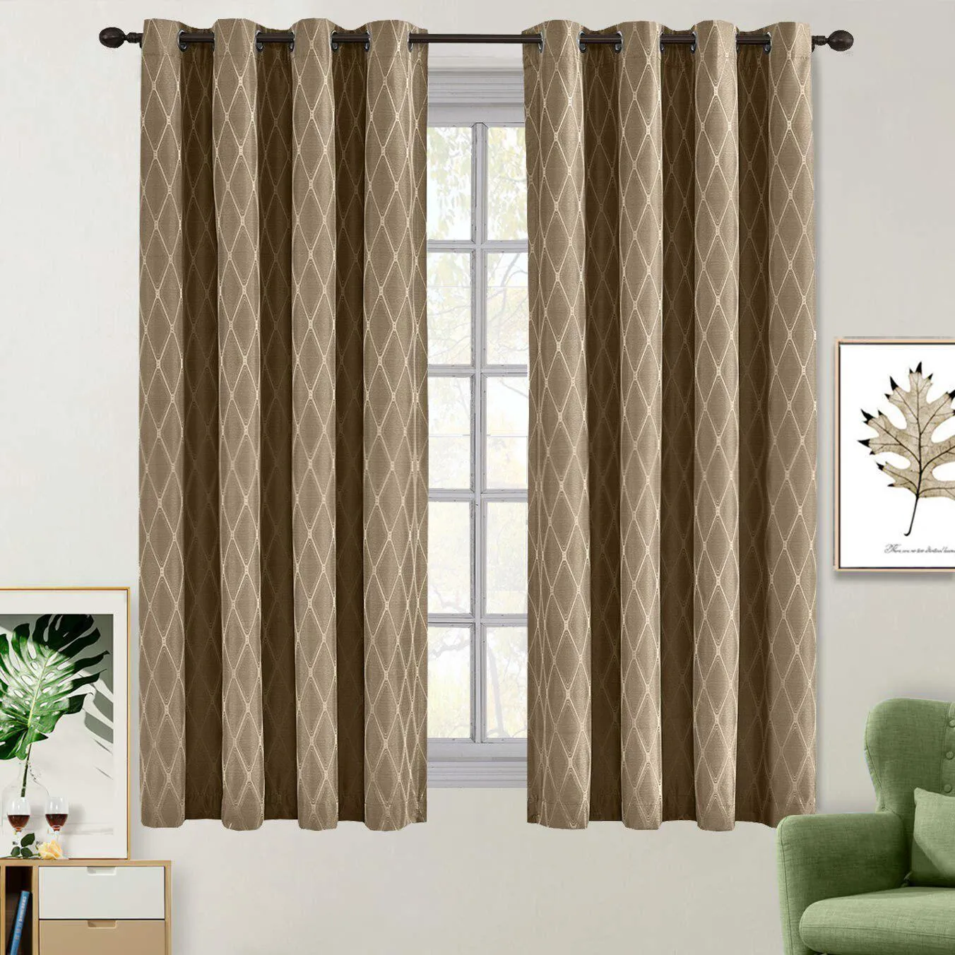 100% Blackout Curtain Jacquard Thermal Insulated Victoria Panels ( Set Of 2)