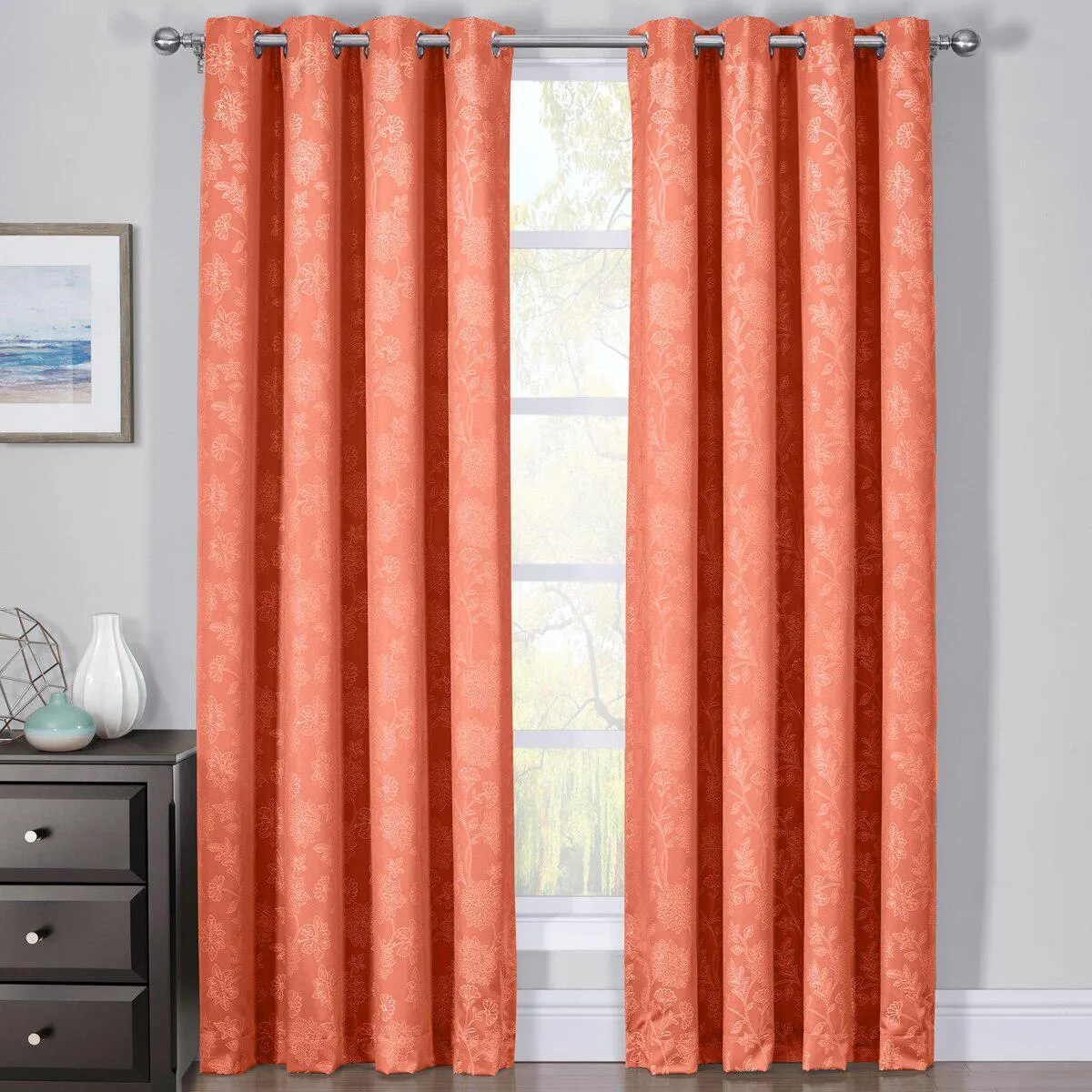 100% Blackout Curtain Panels Fannie - Woven Jacquard Triple Pass Thermal Insulated (Set of 2 Panels)