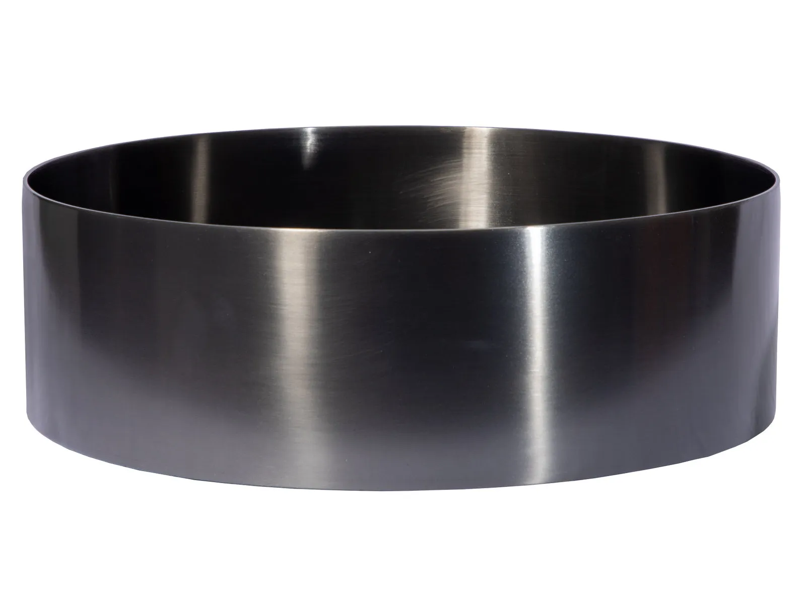 15" Round Stainless Steel Bathroom Vessel Sink with Drain in Black