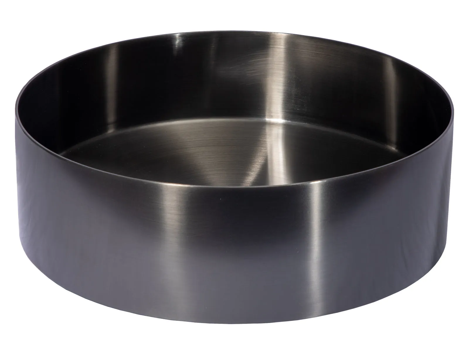 15" Round Stainless Steel Bathroom Vessel Sink with Drain in Black