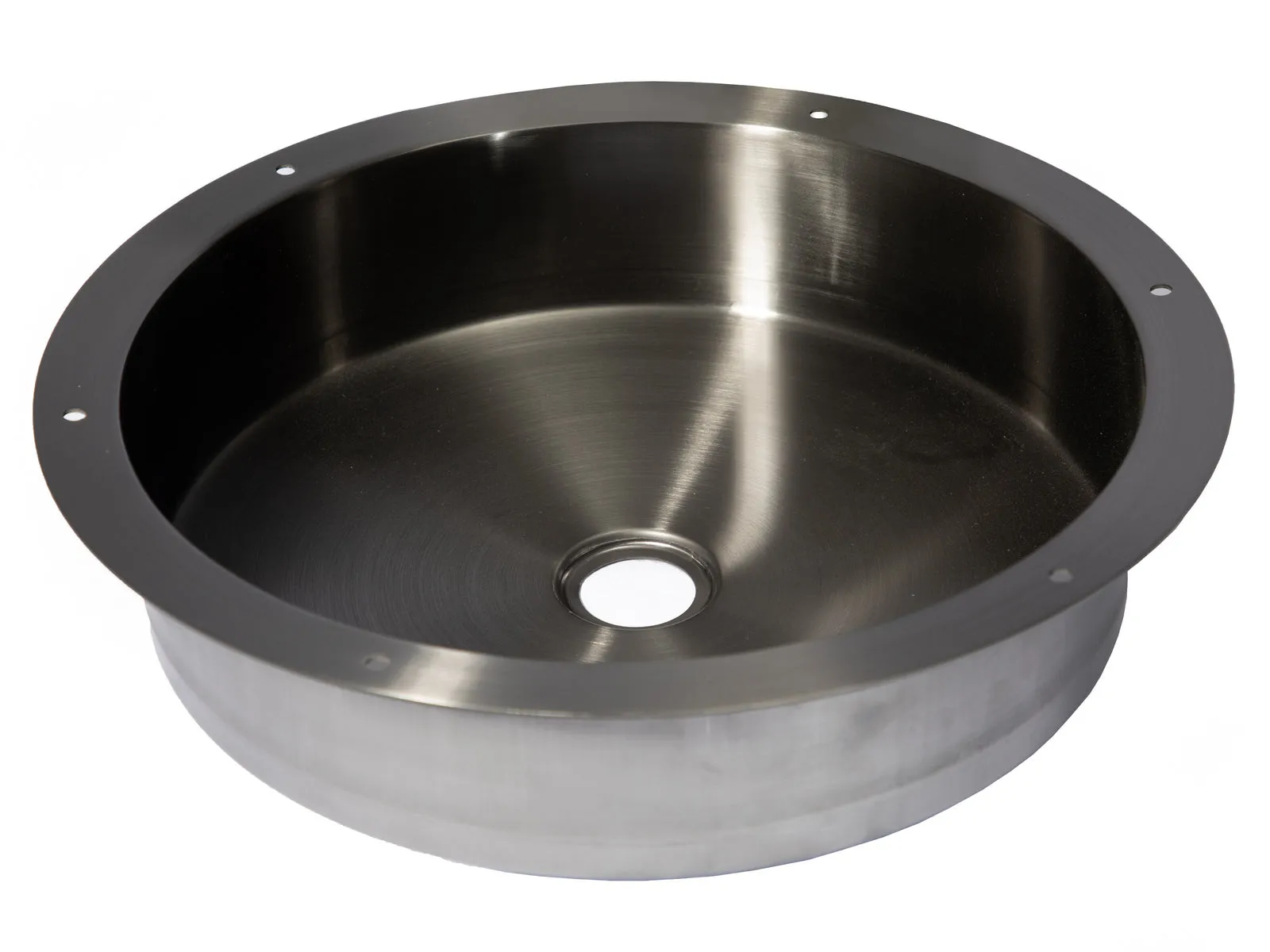 15" Round Stainless Steel Undermount Bathroom Sink with Drain in Black