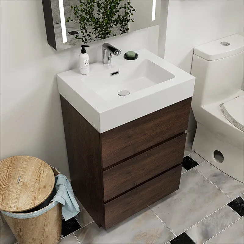 24 Inch Bathroom Vanity with Sink Floor Mounted One-Piece Sink Cabinet