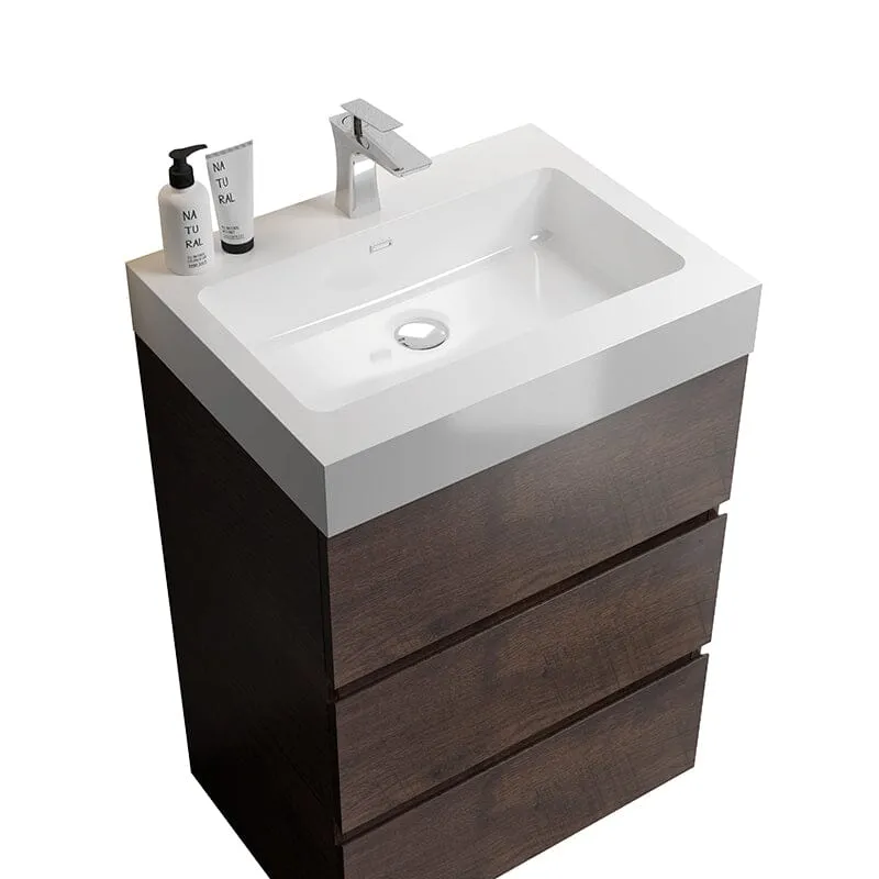 24 Inch Bathroom Vanity with Sink Floor Mounted One-Piece Sink Cabinet