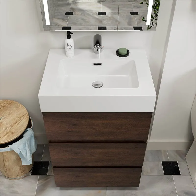 24 Inch Bathroom Vanity with Sink Floor Mounted One-Piece Sink Cabinet