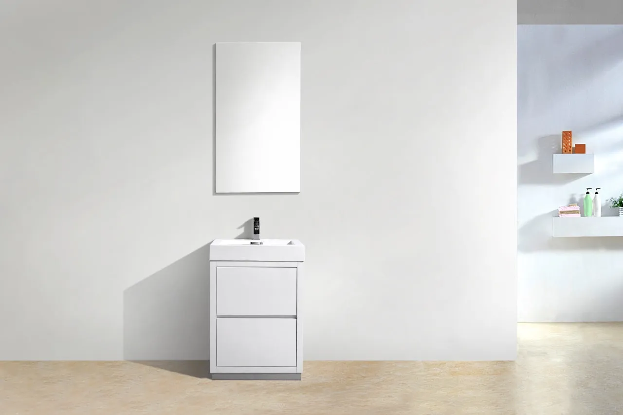 24" High Gloss White, Floor Standing Modern Bathroom Vanity