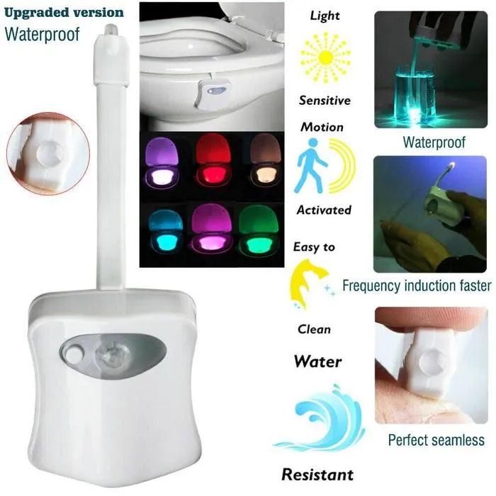 3-Pack: Motion Sensor LED 8 Color Toilet Bowl Night Light