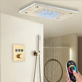 3 Way Embedded Ceiling LED Rainfall Shower Head Concealed Faucet Set