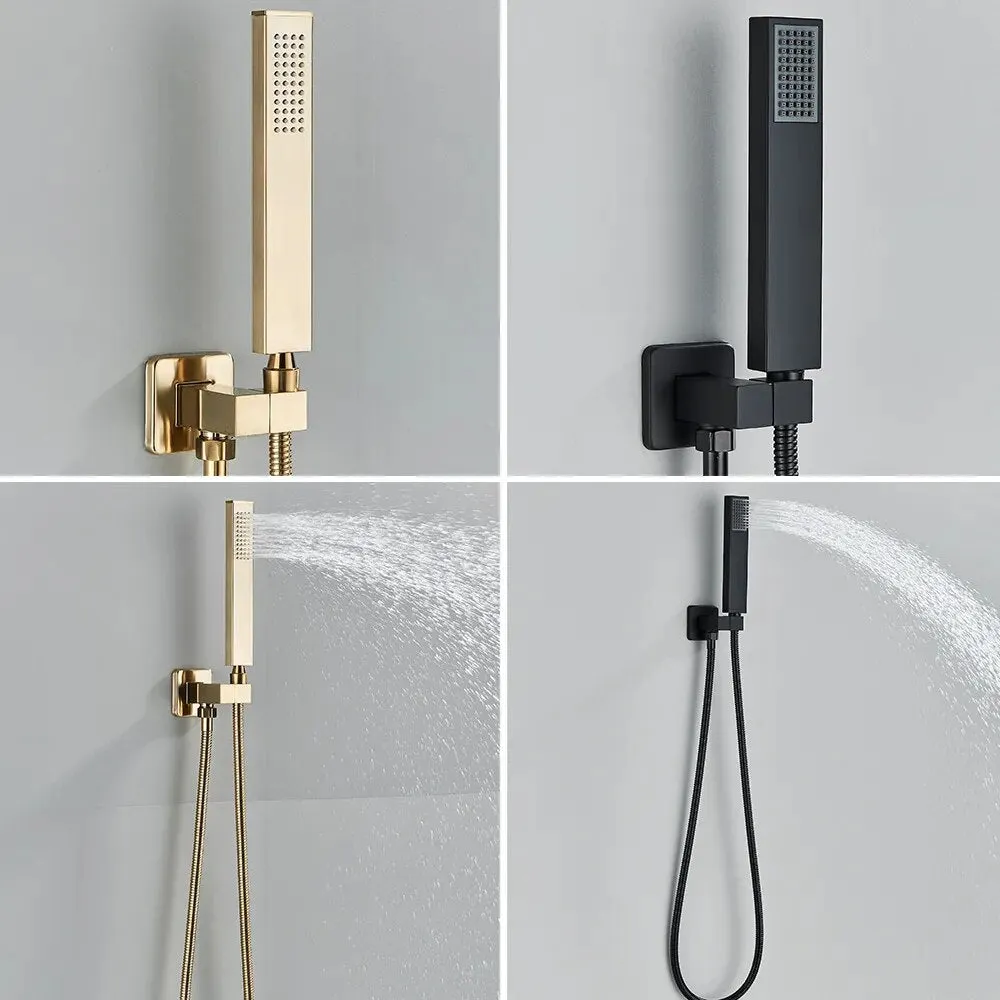 3 Way Embedded Ceiling LED Rainfall Shower Head Concealed Faucet Set