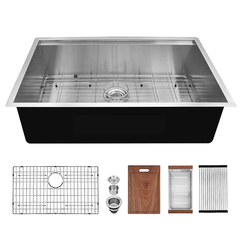 30'' x 19'' Undermount Workstation Sink 304 Stainless Steel Single Bowl Kitchen Sink