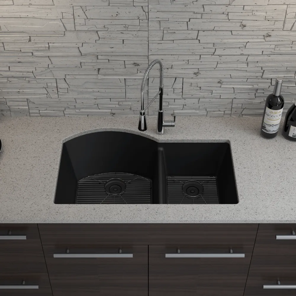 32" Double Bowl 70/30 Quartz Composite Sink