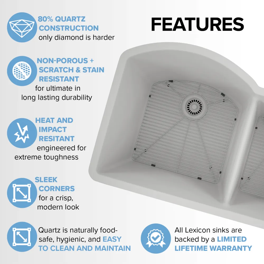 32" Double Bowl 70/30 Quartz Composite Sink