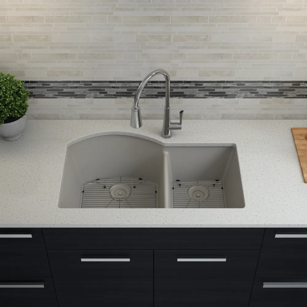 32" Double Bowl 70/30 Quartz Composite Sink