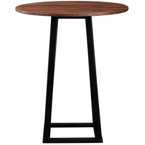 36" Round Solid Wood Bar Height Pub Table in Modern Brown