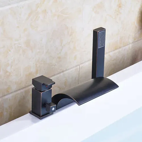 3pc Waterfall Bathroom Single Lever Bathtub Taps with Handshower