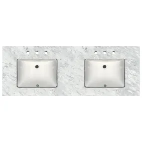 61" Wide Double Sink x 22" Deep Prefab Vanity Top Bianca Carrera 2cm 4670