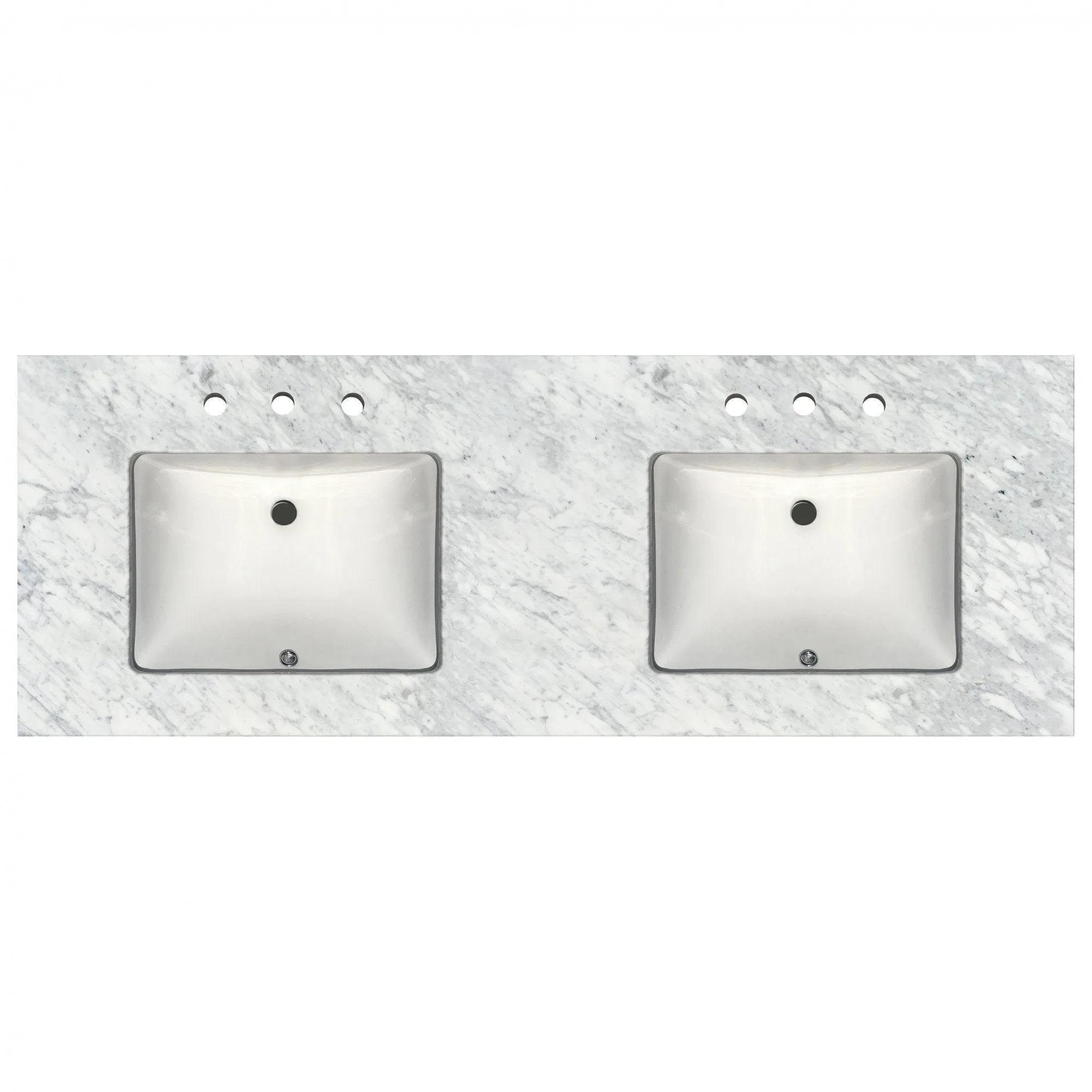 61" Wide Double Sink x 22" Deep Prefab Vanity Top Bianca Carrera 2cm 4670