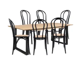 Aconite 7pc 180cm Dining Table Set 6 Arched Back Chair Solid Messmate Timber