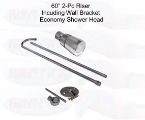 Add A Shower Riser - 3/8-Inch x 60-Inch, Chrome Plated With Shower Head