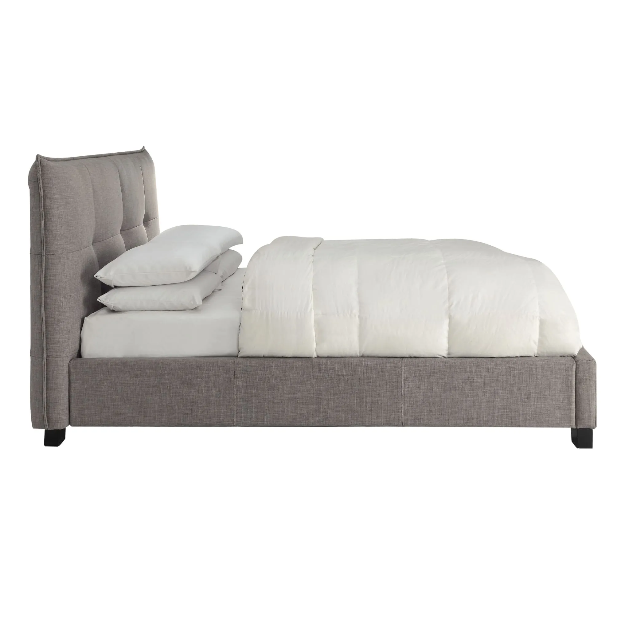 Adona Upholstered Platform Bed in Dolphin Linen