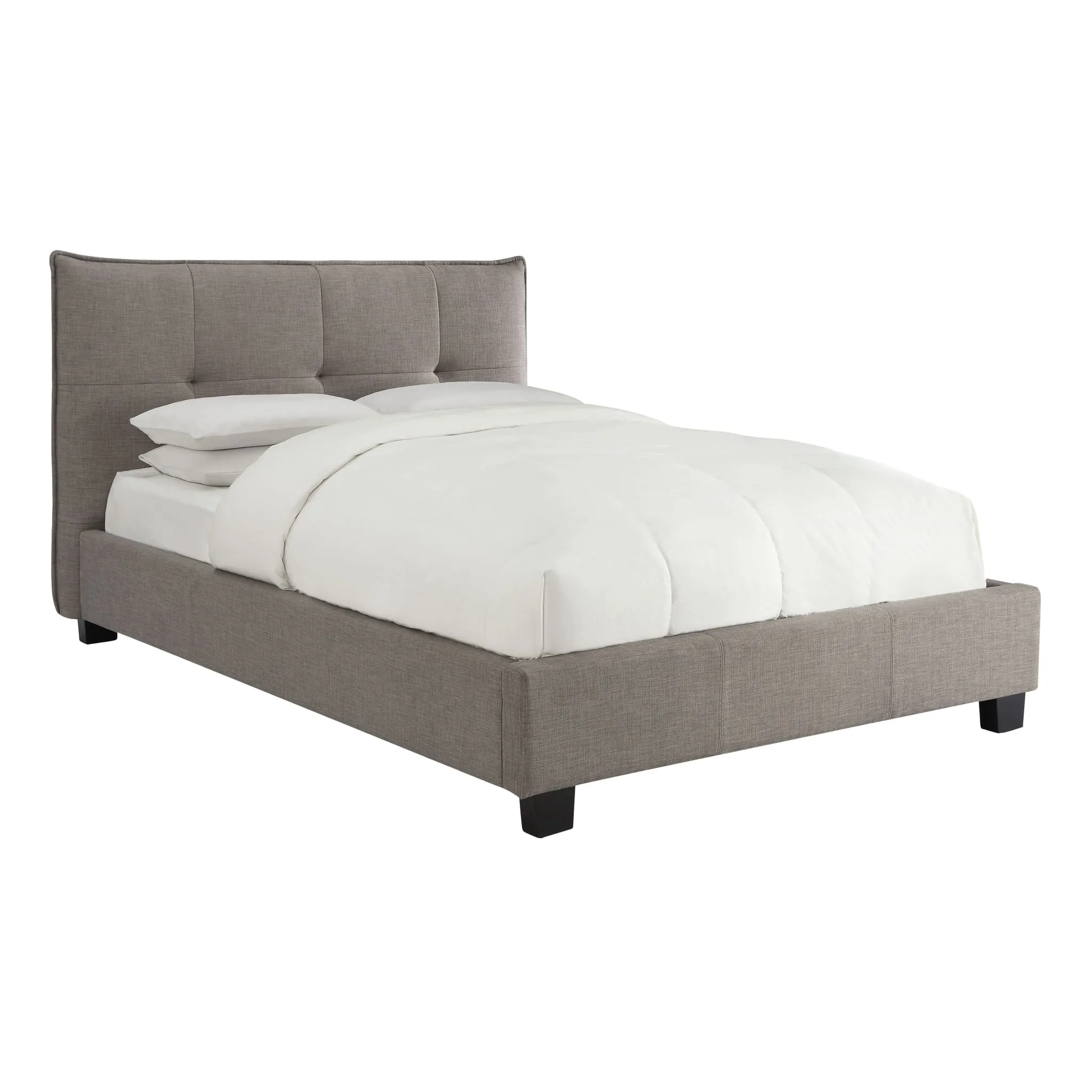 Adona Upholstered Platform Bed in Dolphin Linen