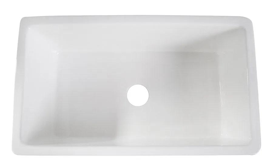 ALFI 30" Single Bowl Thick Fireclay Farmhouse Kitchen Sink with Smooth Apron