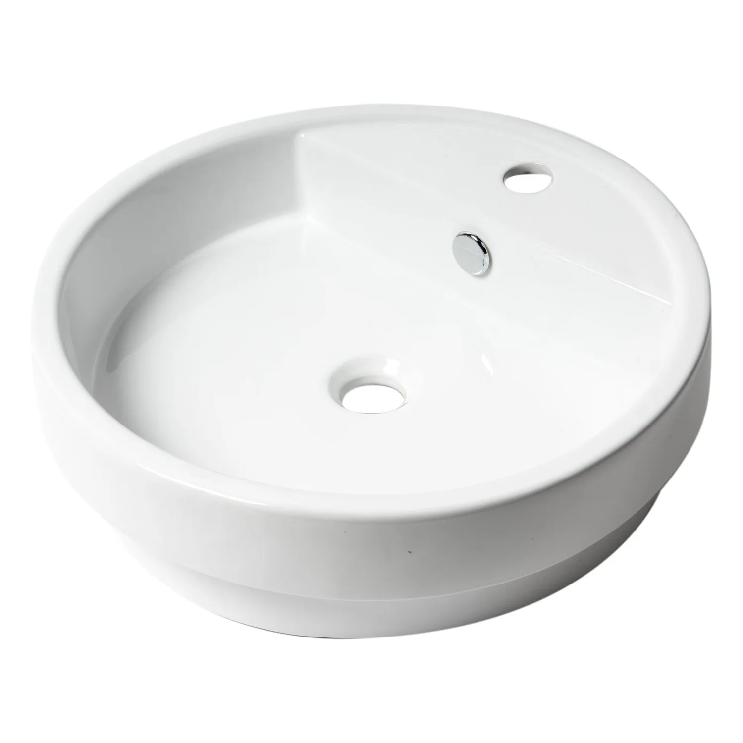 ALFI ABC702 White 19" Round Semi Recessed Ceramic Sink with Faucet Hole