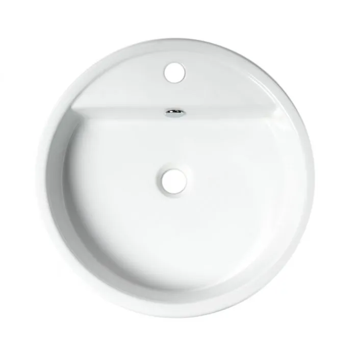 ALFI ABC702 White 19" Round Semi Recessed Ceramic Sink with Faucet Hole