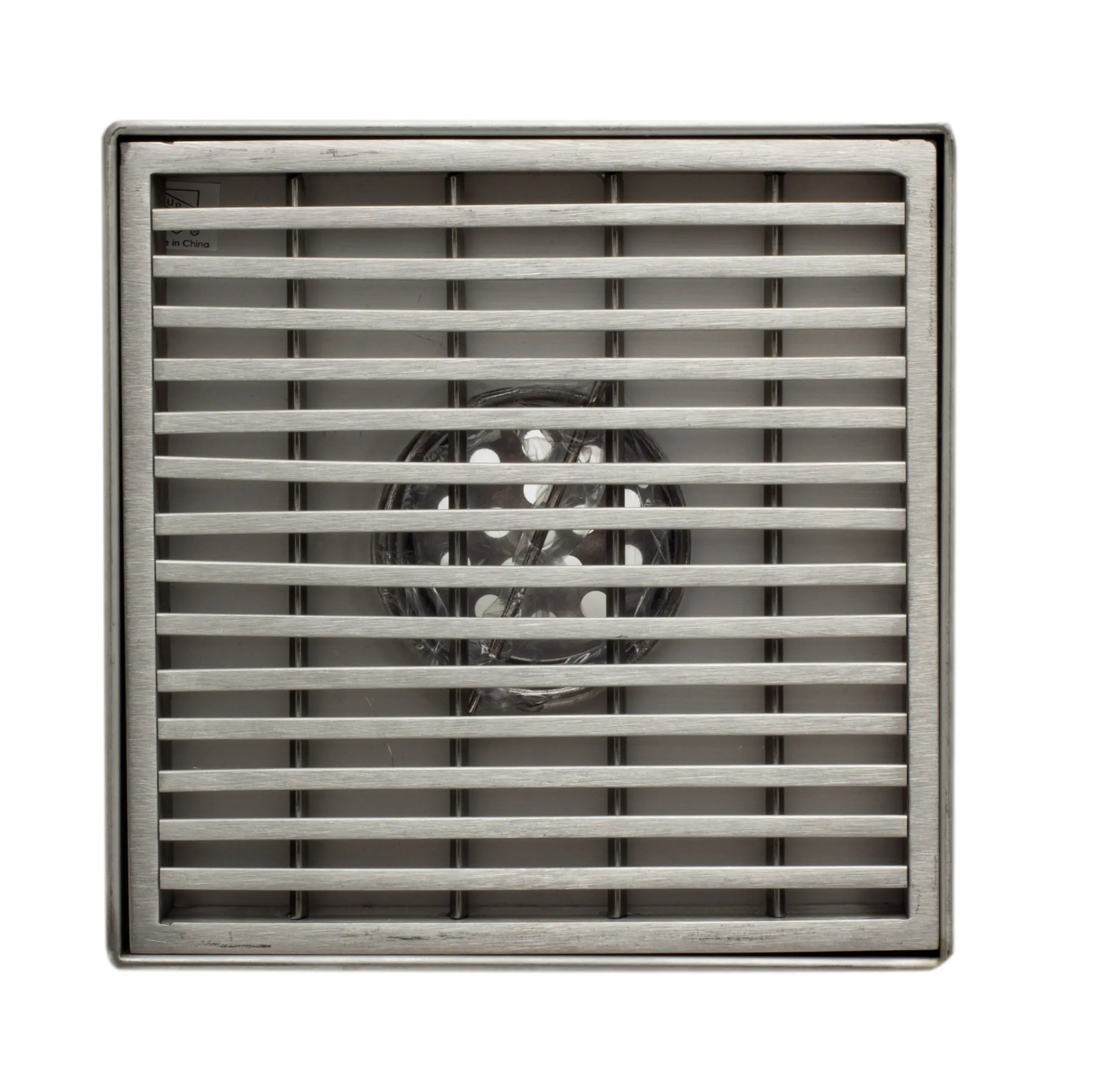 ALFI brand ABSD55D 5" x 5" Square Stainless Steel Shower Drain with Groove Lines