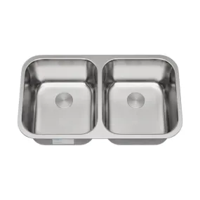 Allora USA - KSN-2918-7 - 29" x 18" x 7" Undermount 50/50 Double Bowl Stainless Steel Kitchen Sink