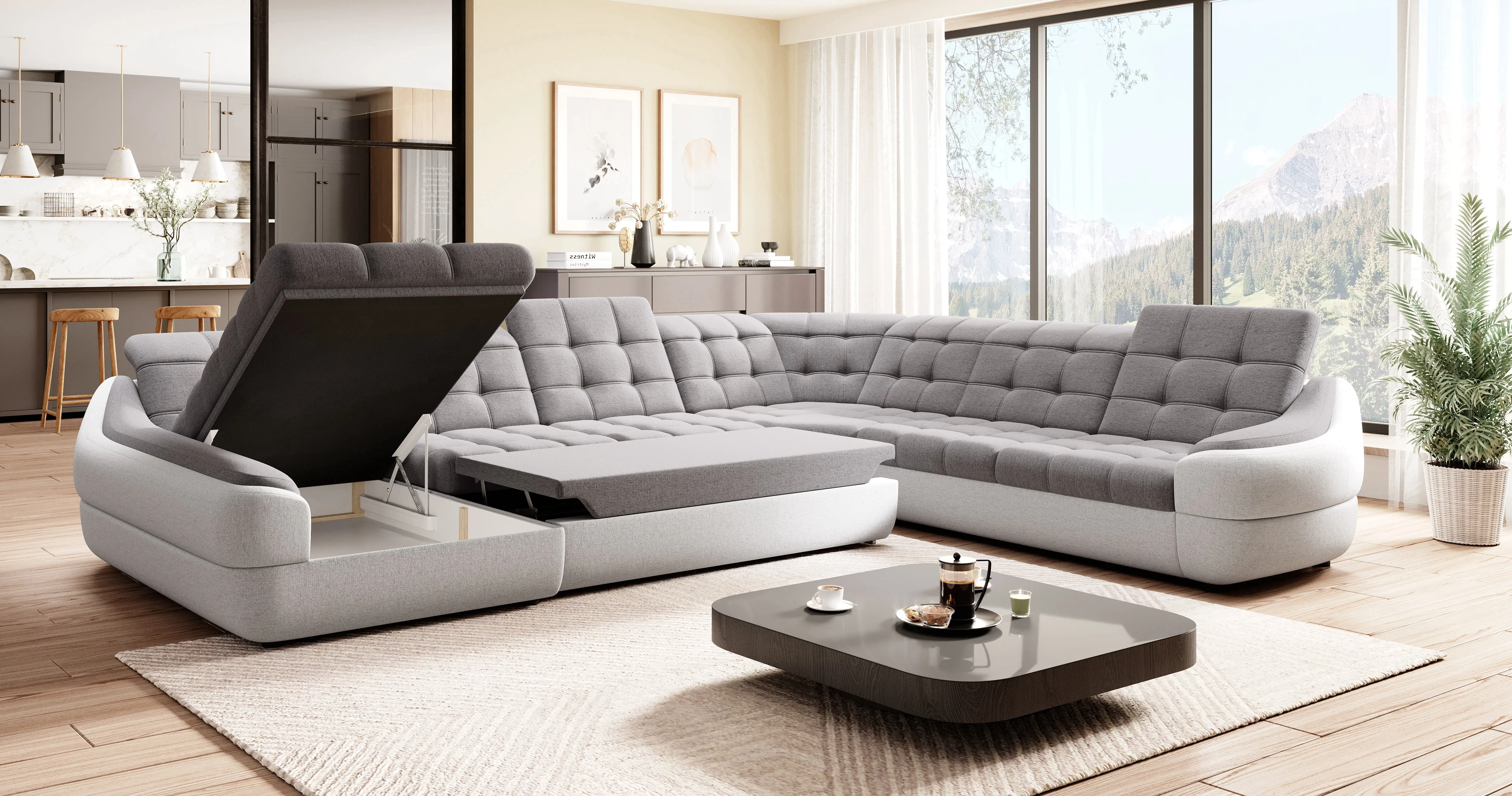 ALVARO XL 153"x 122"x 74.5" Wide Sleeper Sectional with Storage