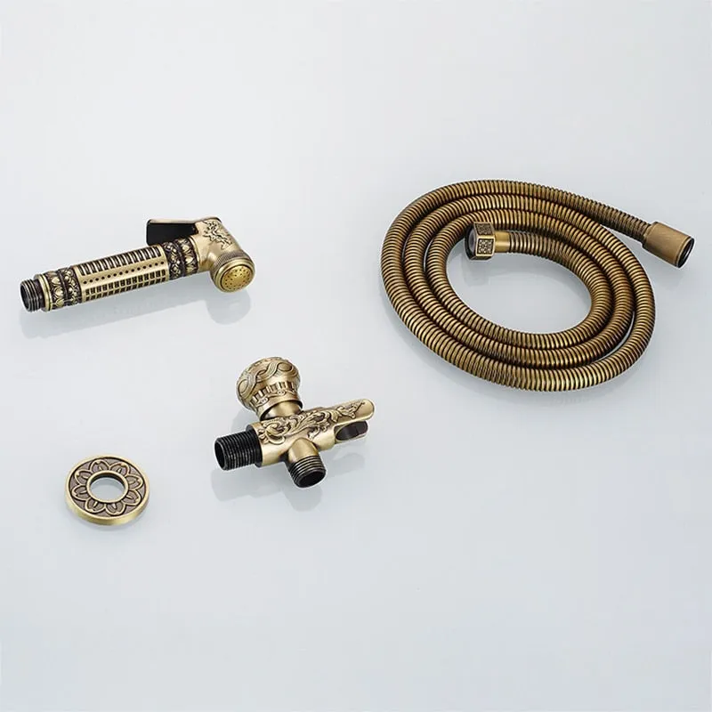 Antique Brass Bathroom Bidet Faucet Sprayer Bidet Kit with Hose