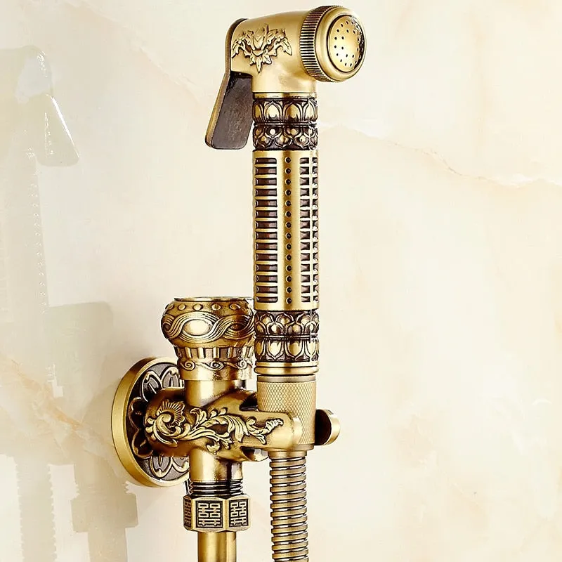 Antique Brass Bathroom Bidet Faucet Sprayer Bidet Kit with Hose