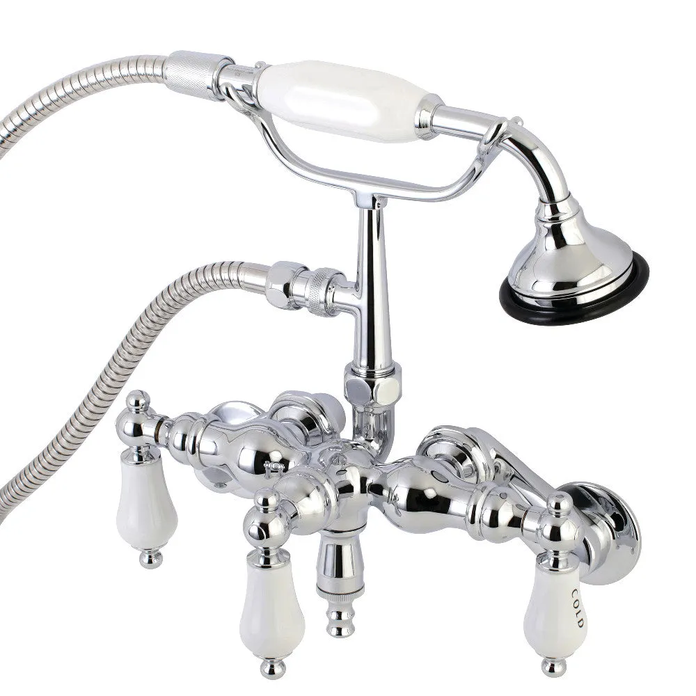 Aqua Vintage 3-3/8 Inch Adjustable Wall Mount Clawfoot Tub Faucet with Hand Shower