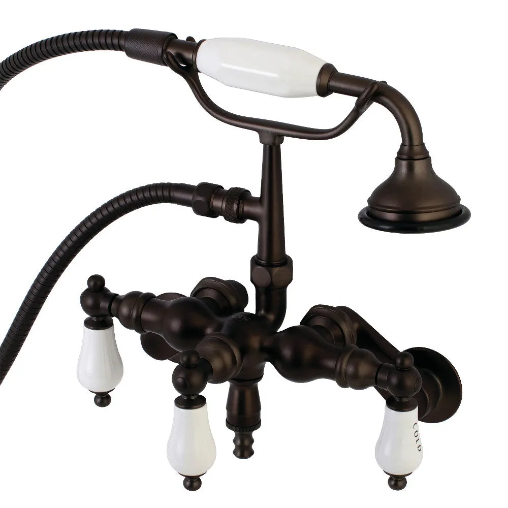 Aqua Vintage 3-3/8 Inch Adjustable Wall Mount Clawfoot Tub Faucet with Hand Shower