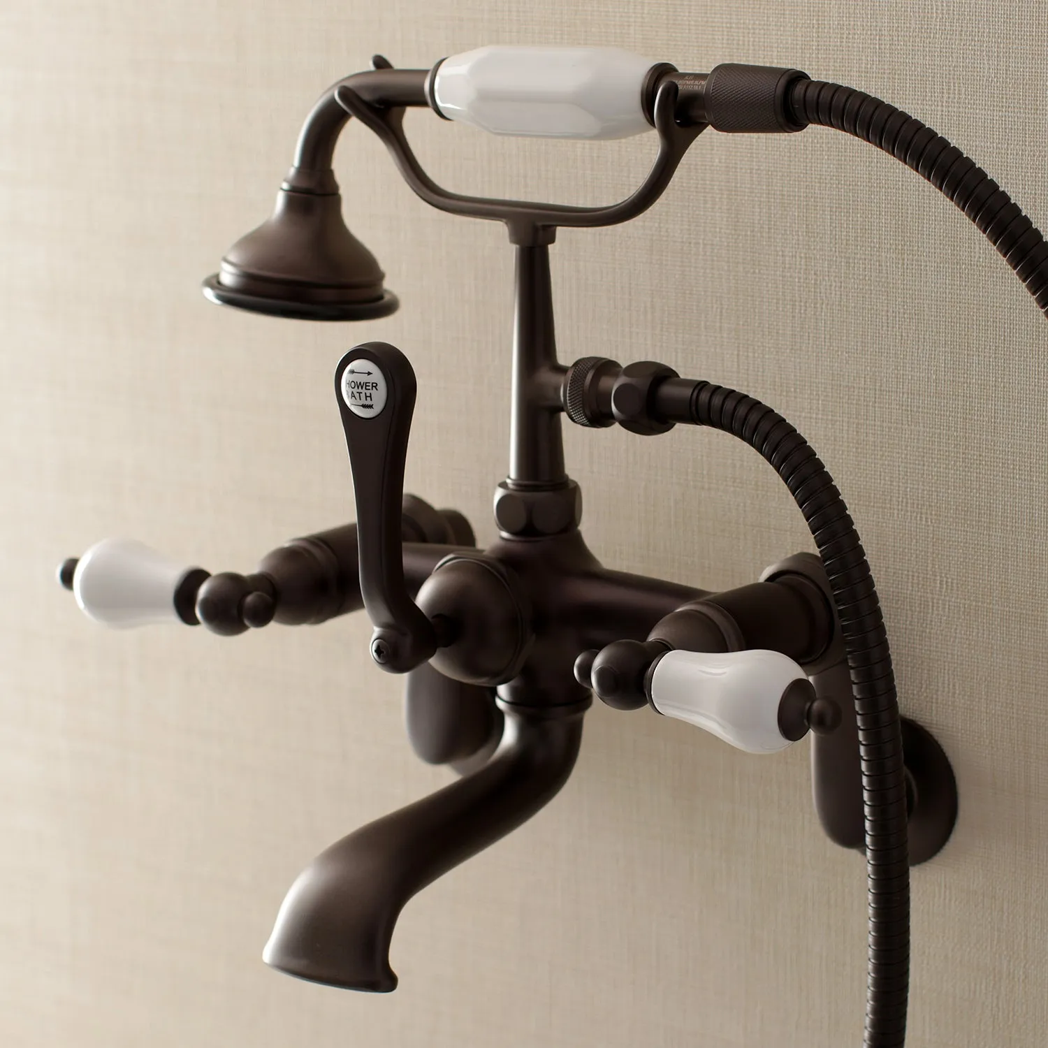 Aqua Vintage Wall Mount Tub Faucet with Hand Shower