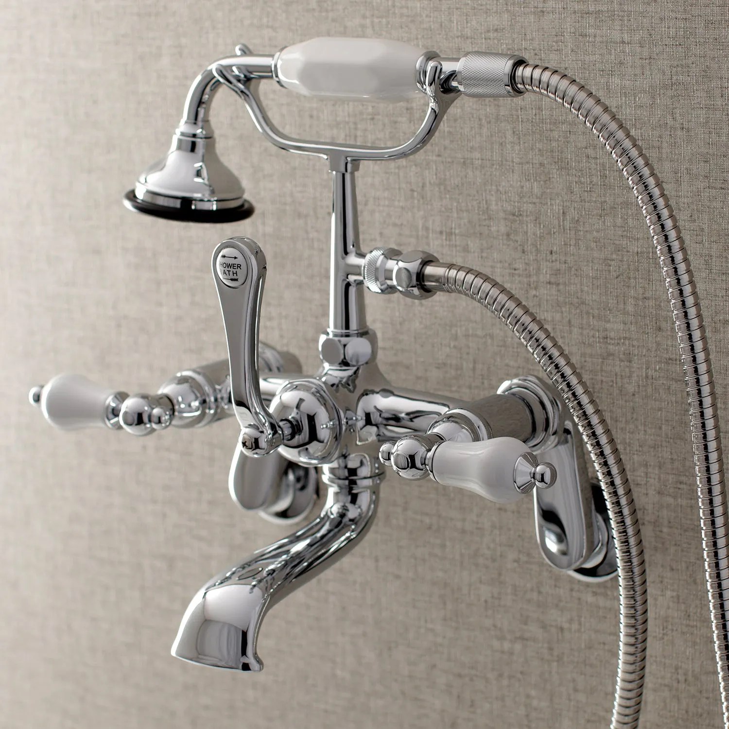 Aqua Vintage Wall Mount Tub Faucet with Hand Shower