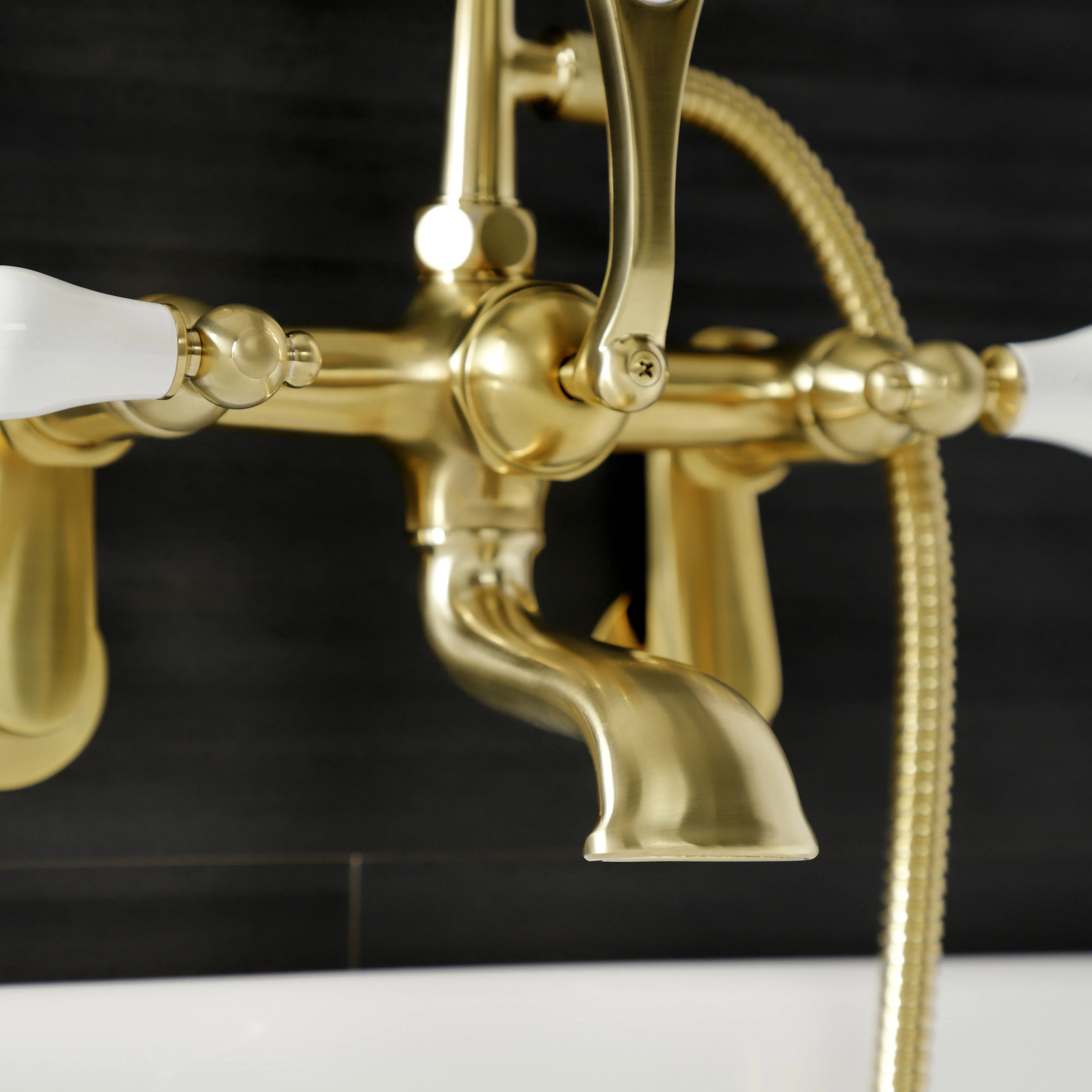 Aqua Vintage Wall Mount Tub Faucet with Hand Shower