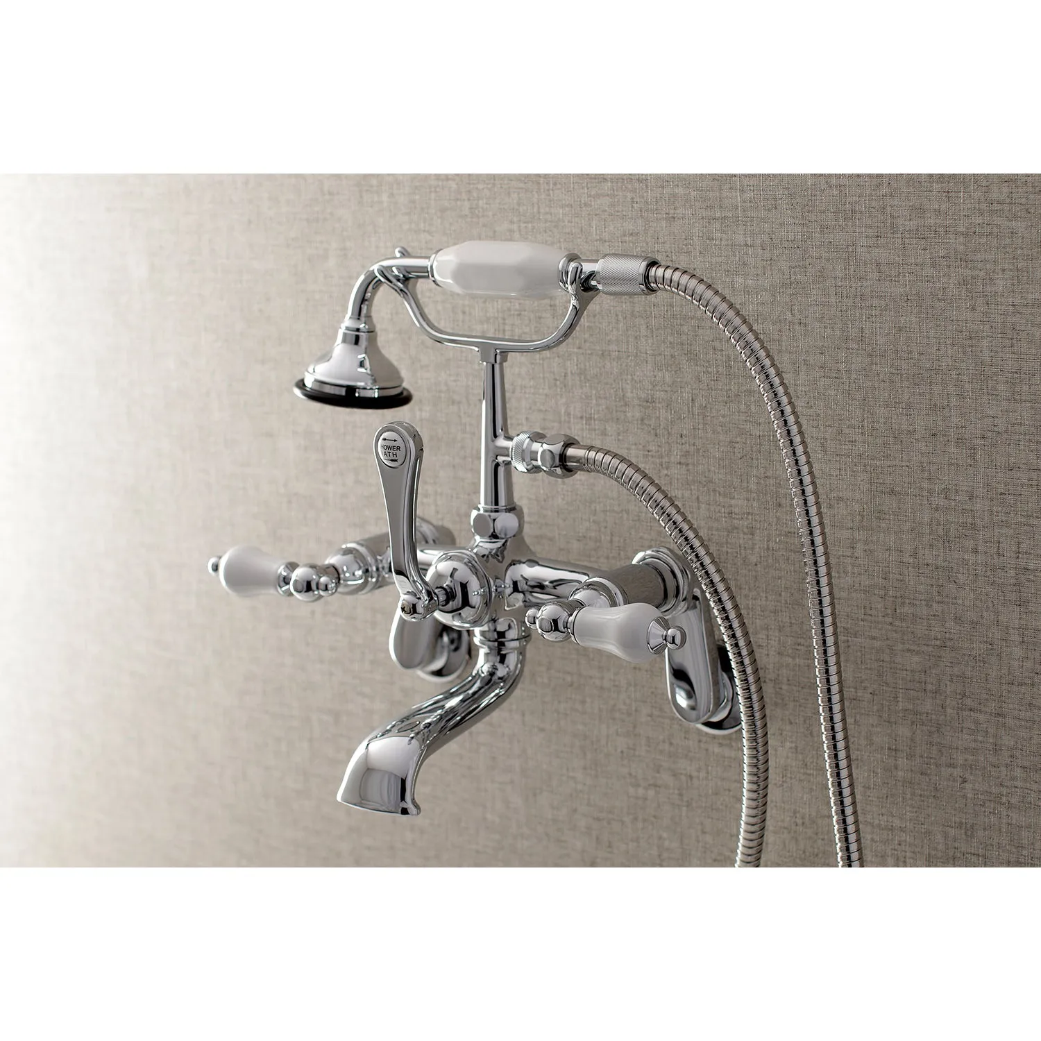 Aqua Vintage Wall Mount Tub Faucet with Hand Shower