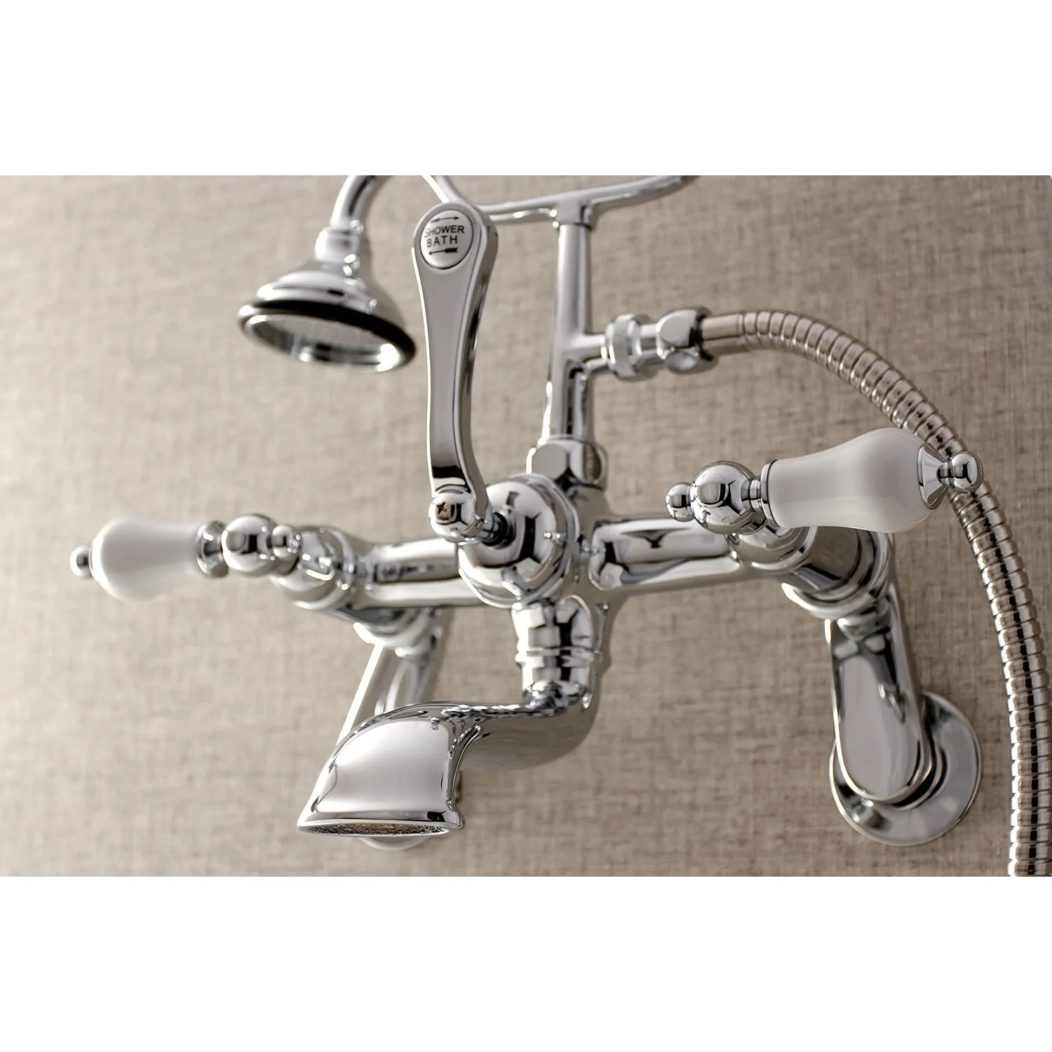 Aqua Vintage Wall Mount Tub Faucet with Hand Shower