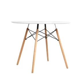 Artiss Dining Table Round 4 Seater Replica Tables Cafe Timber White 90cm