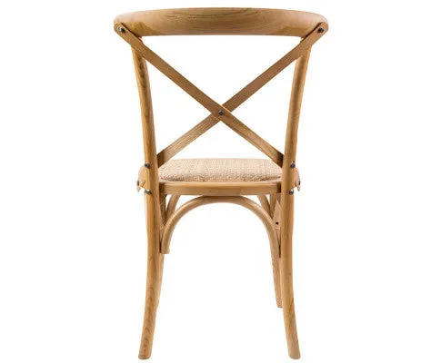 Aster Crossback Dining Chair Set of 4 Solid Birch Timber Wood Ratan Seat - Oak