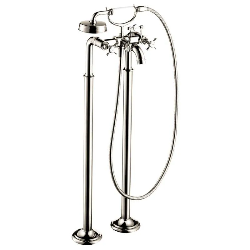 Axor 16547001 Montreux Roman Tub Filler Faucet Free Standing with Diverter 50" Techniflex Hose and 2.5 GPM Single Function Hand Shower Less Valve in Chrome