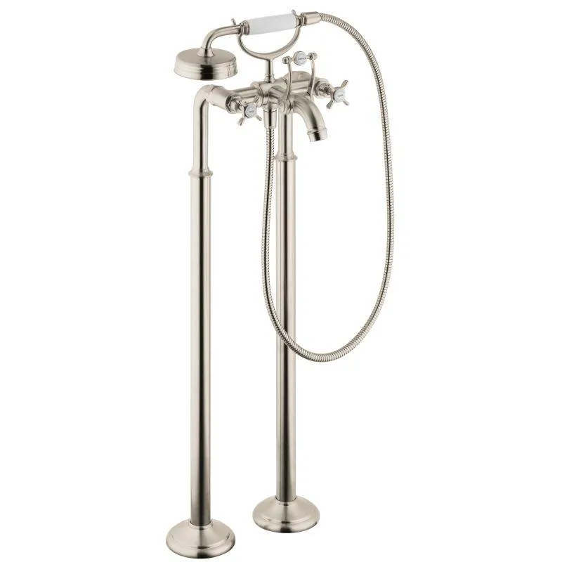 Axor 16547001 Montreux Roman Tub Filler Faucet Free Standing with Diverter 50" Techniflex Hose and 2.5 GPM Single Function Hand Shower Less Valve in Chrome