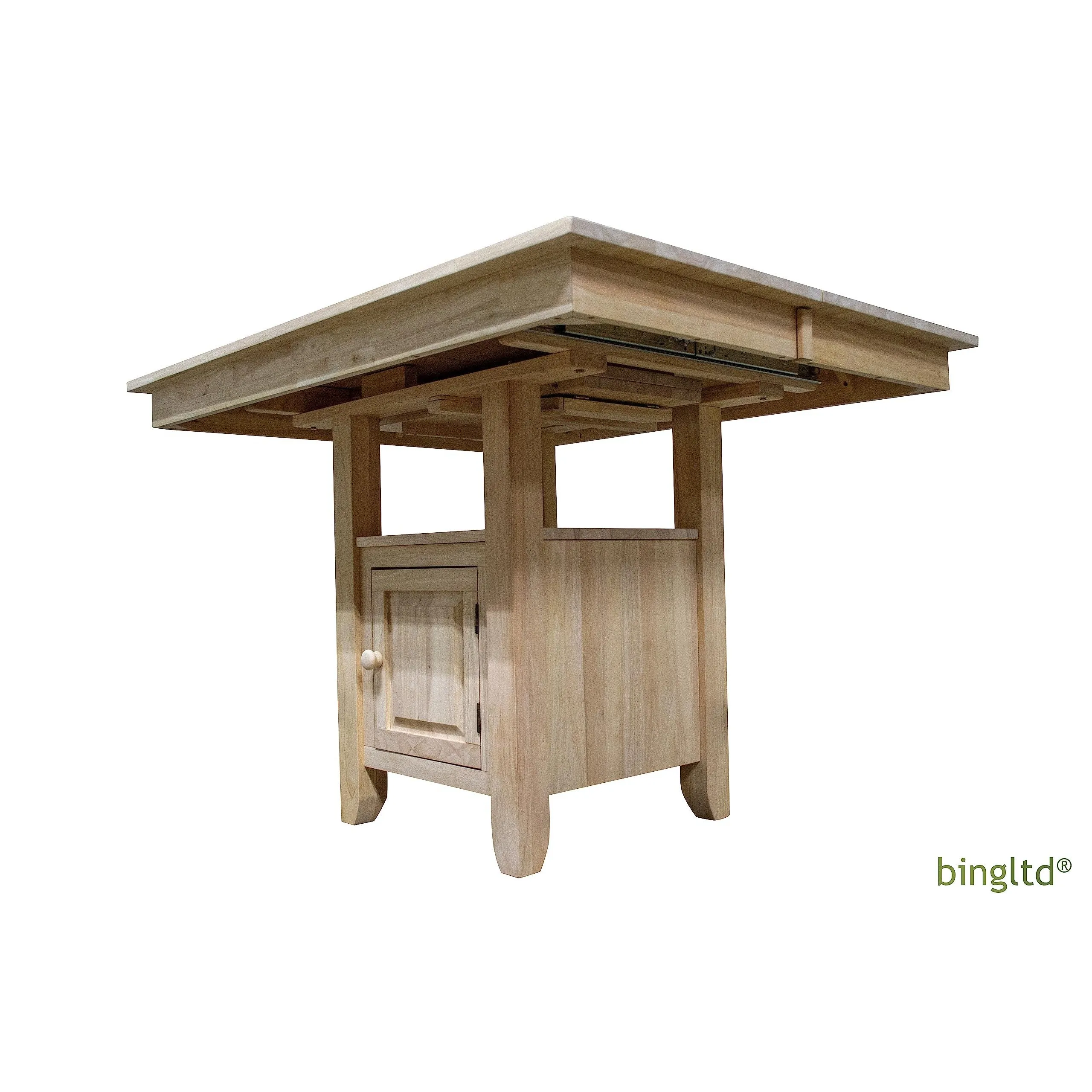 BingLTD - 54" Long 36" Tall Ember Gathering Table with Square Storage Base - Unfinished (TT-B-42541-FLY-RW-UNF)