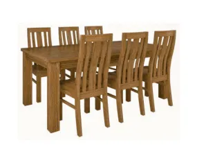 Birdsville 7pc Dining Set 190cm Table 6 Chair Solid Mt Ash Wood Timber - Brown