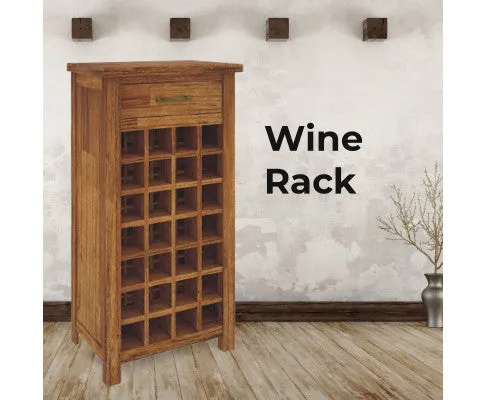 Birdsville Wine Rack 28 Bottle Sideboard Buffet Cabinet Wooden Storage - Brown